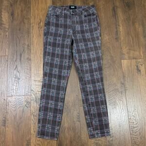 PAIGE Hoxton Ankle High Waisted Black Atlantic Tartan Plaid Skinny Jeans